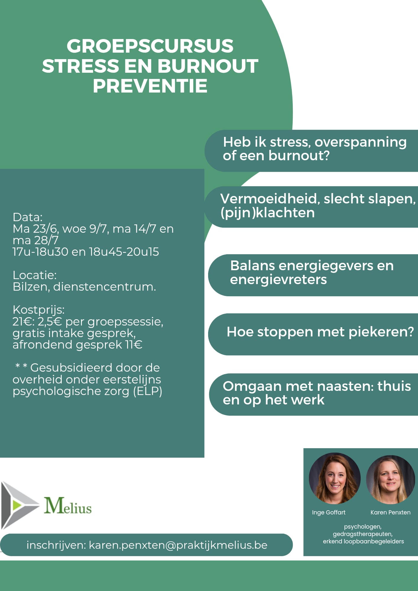 Groepscursus stress en burnout (preventie)
