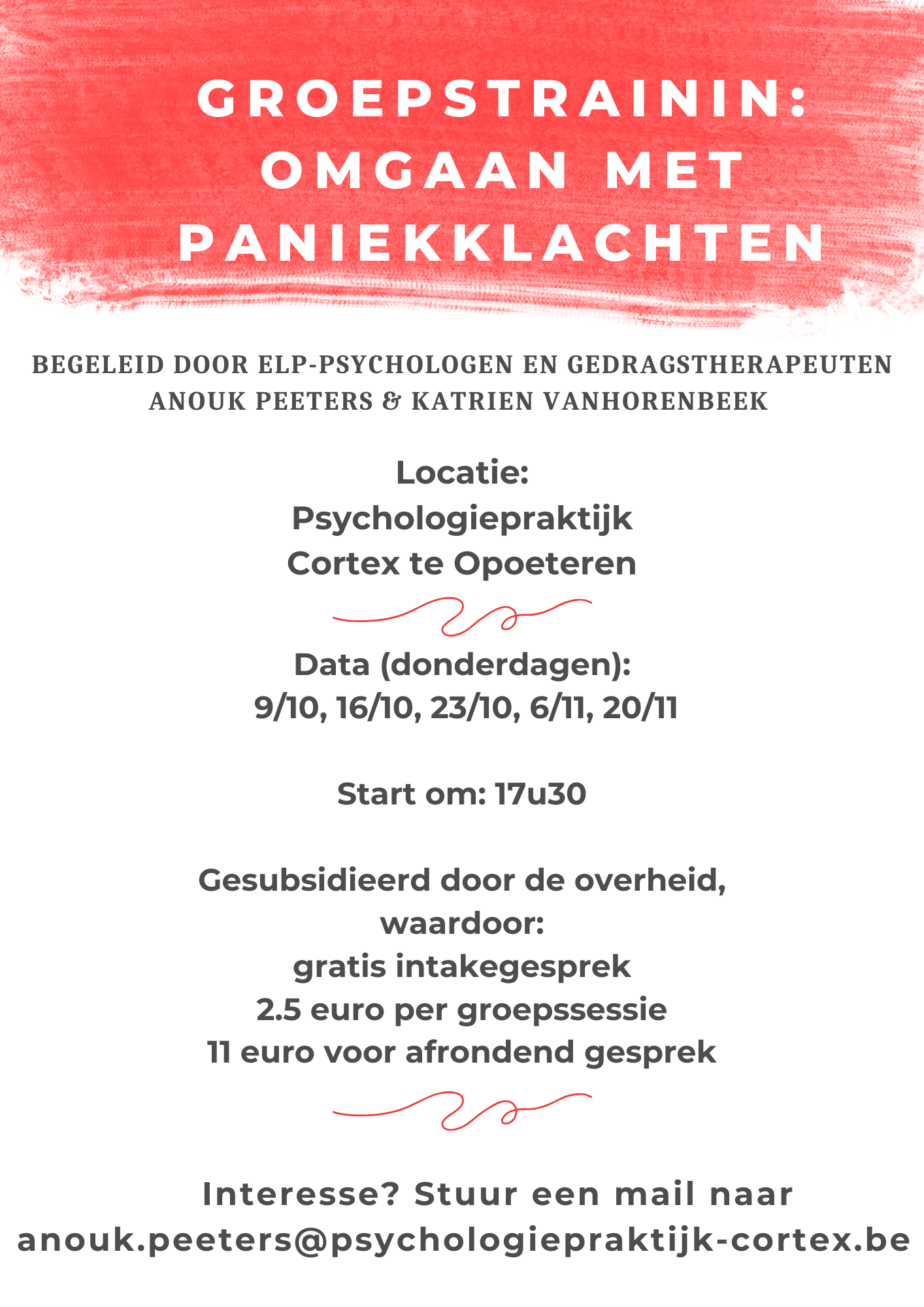 Groepstraining 'Omgaan met paniek'