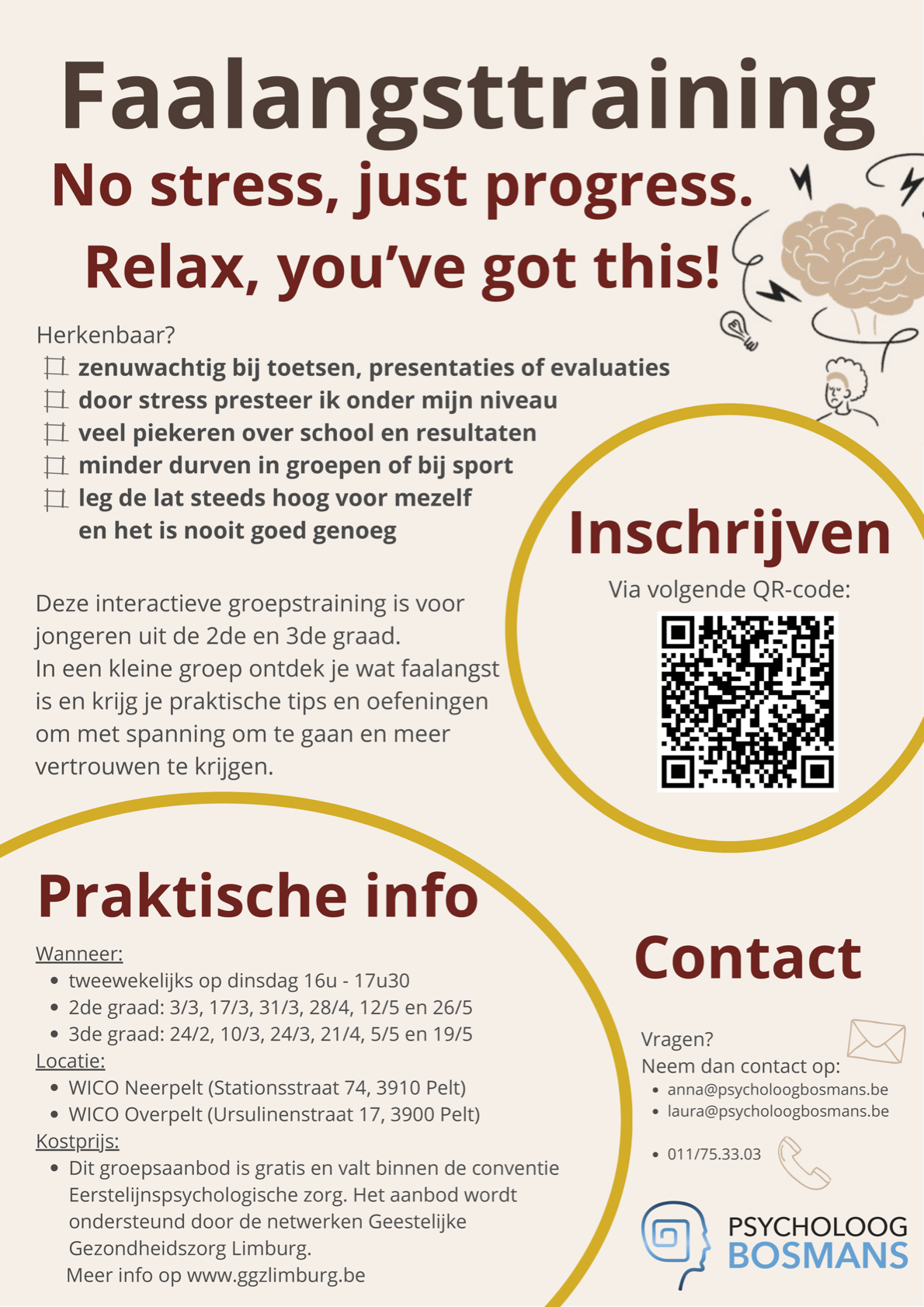 Faalangsttaining. No stress, just progress. Relax, you've got this!