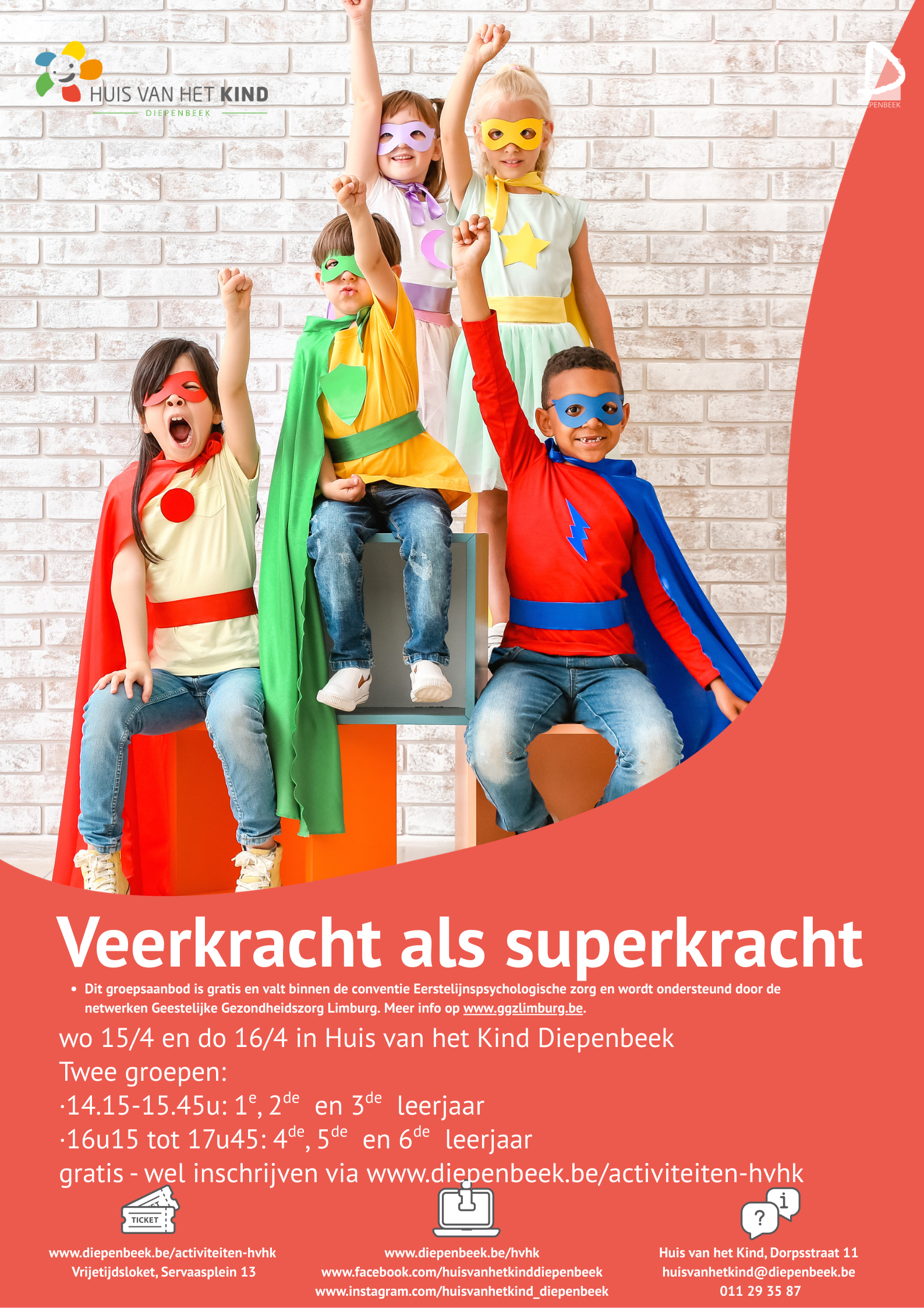 Veerkracht als superkracht! Een tweedaagse training voor kinderen uit het eerste, tweede en derde leerjaar (Paasvakantie ‘26)