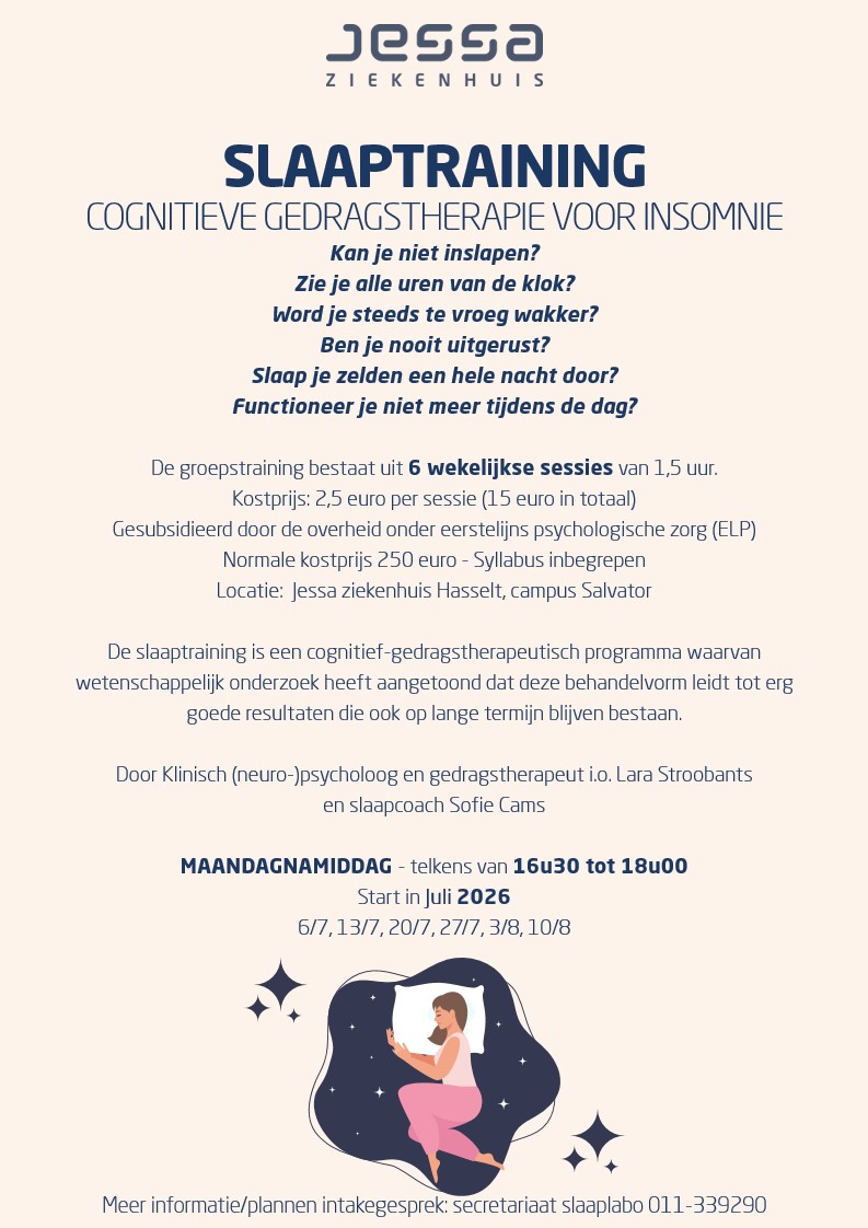 SLAAPTRAINING – COGNITIEVE GEDRAGSTHERAPIE VOOR INSOMNIE