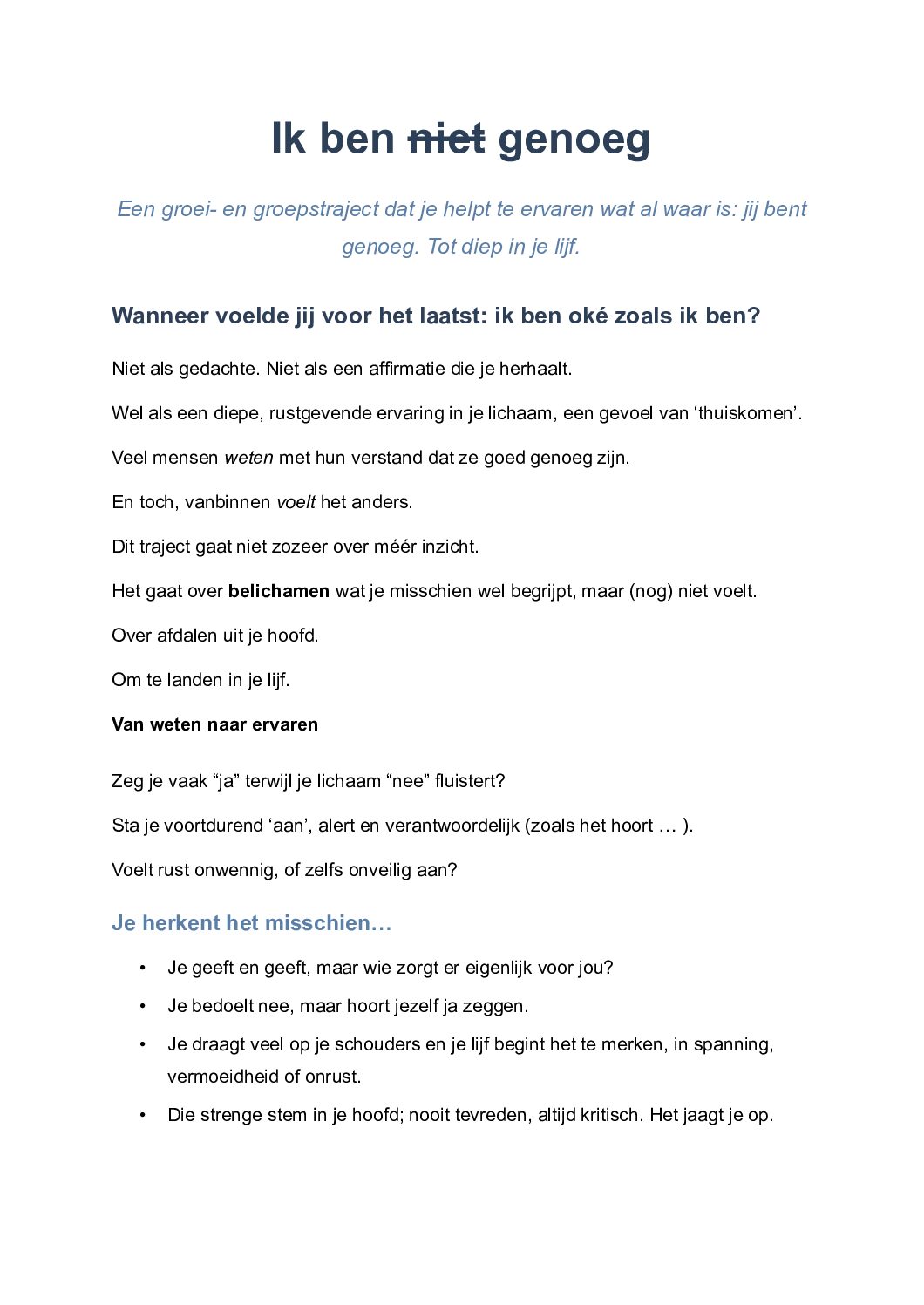 Ik ben (niet) genoeg