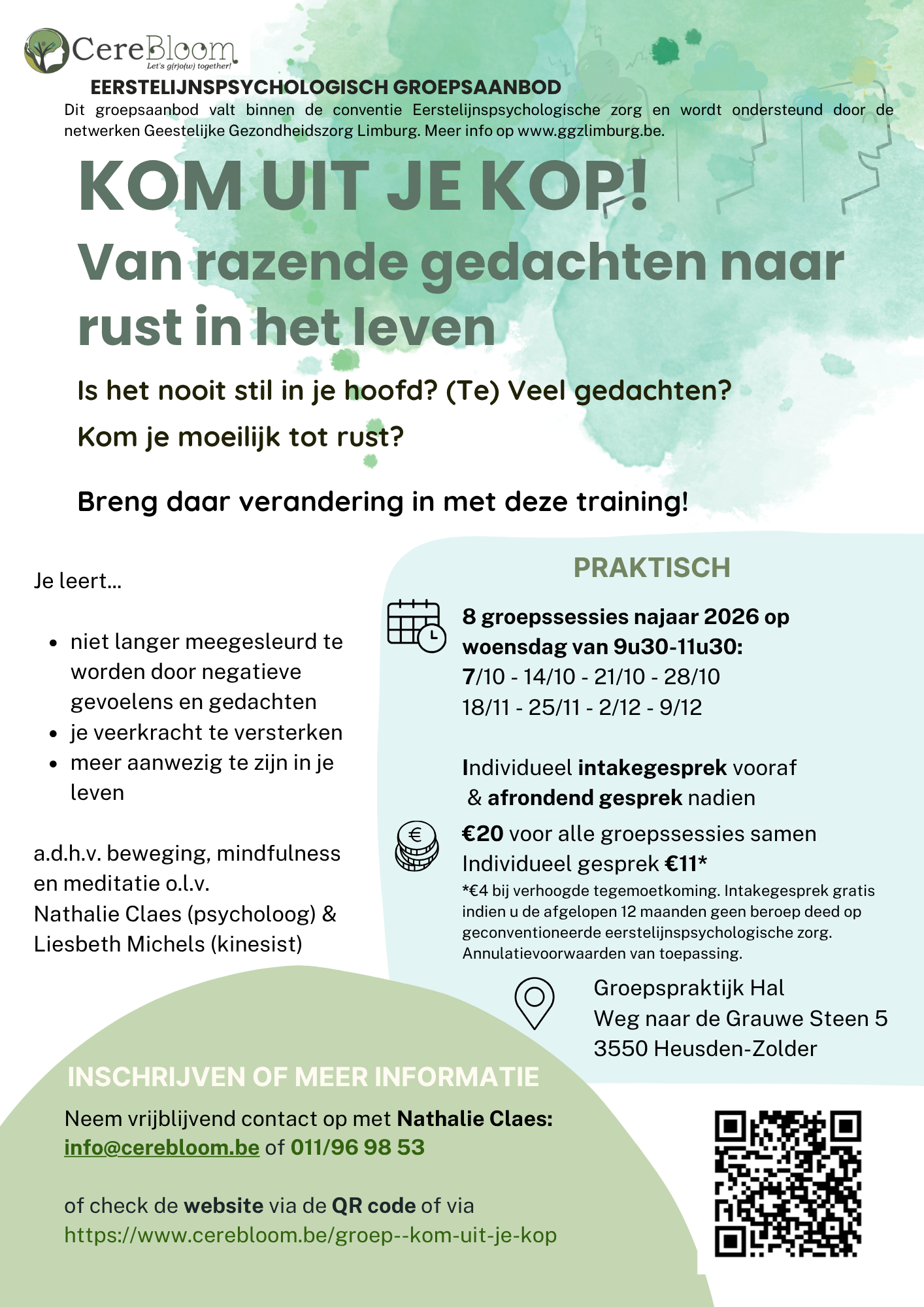 KOM UIT JE KOP!  Van razende gedachten naar rust in het leven