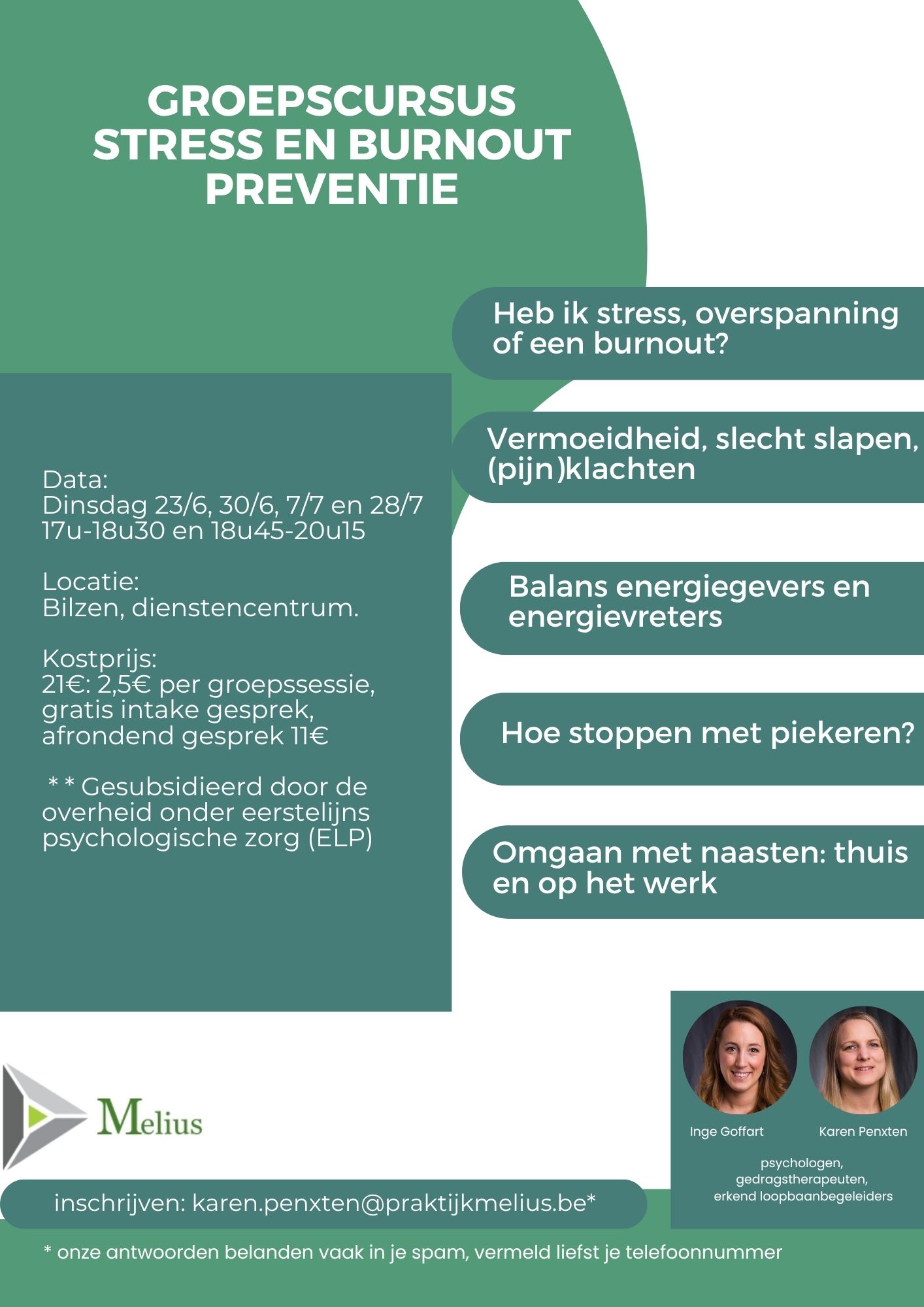 Groepscursus stress en burnout (preventie)