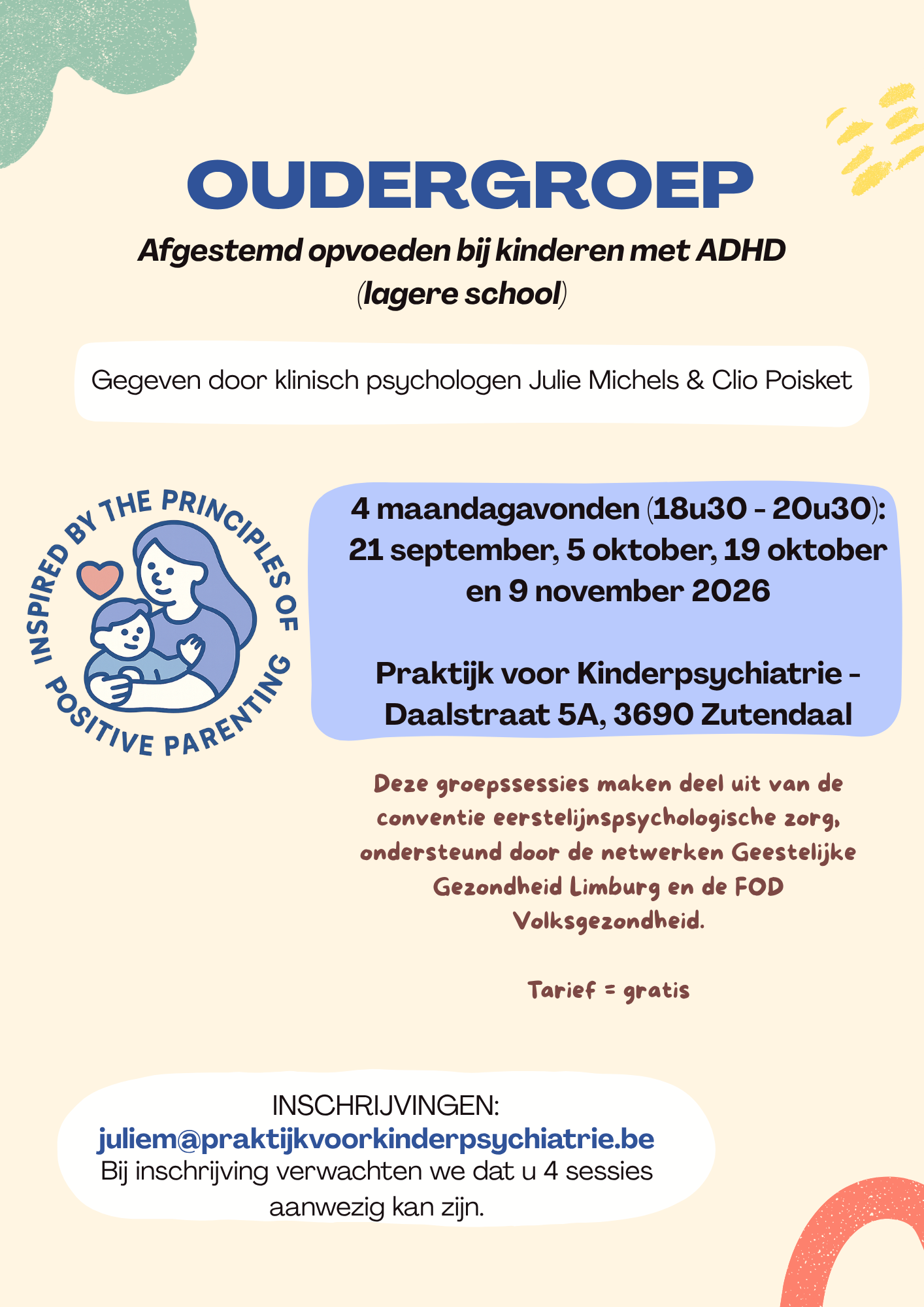 Oudergroep: afgestemd opvoeden bij kinderen met ADHD