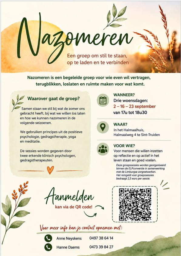 Nazomeren, een groep om stil te staan, op te laden en te verbinden.